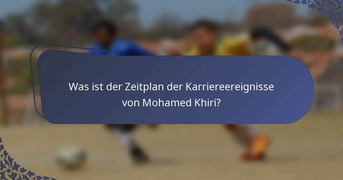 Was ist der Zeitplan der Karriereereignisse von Mohamed Khiri?