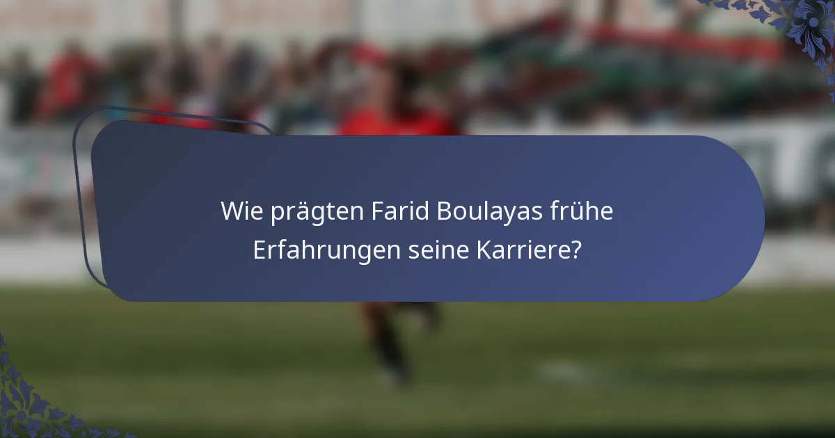 Wie prägten Farid Boulayas frühe Erfahrungen seine Karriere?